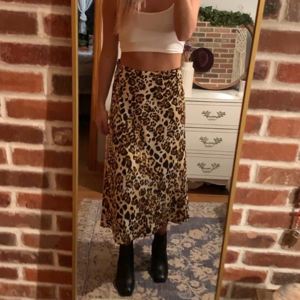 & other Stories leopard print midi skirt